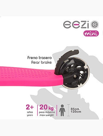 Monopattino eezi fucsia a 3 ruote con manubrio rimovibile
