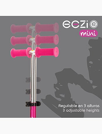 Monopattino eezi fucsia a 3 ruote con manubrio rimovibile