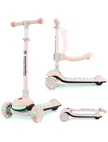 Monopattino LED rosa con sedile pieghevole HyperMotion