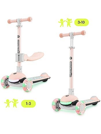 Monopattino LED rosa con sedile pieghevole HyperMotion