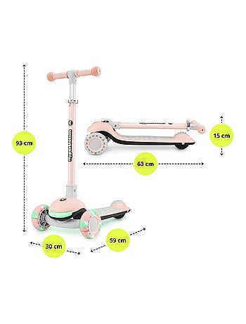 Monopattino LED rosa con sedile pieghevole HyperMotion