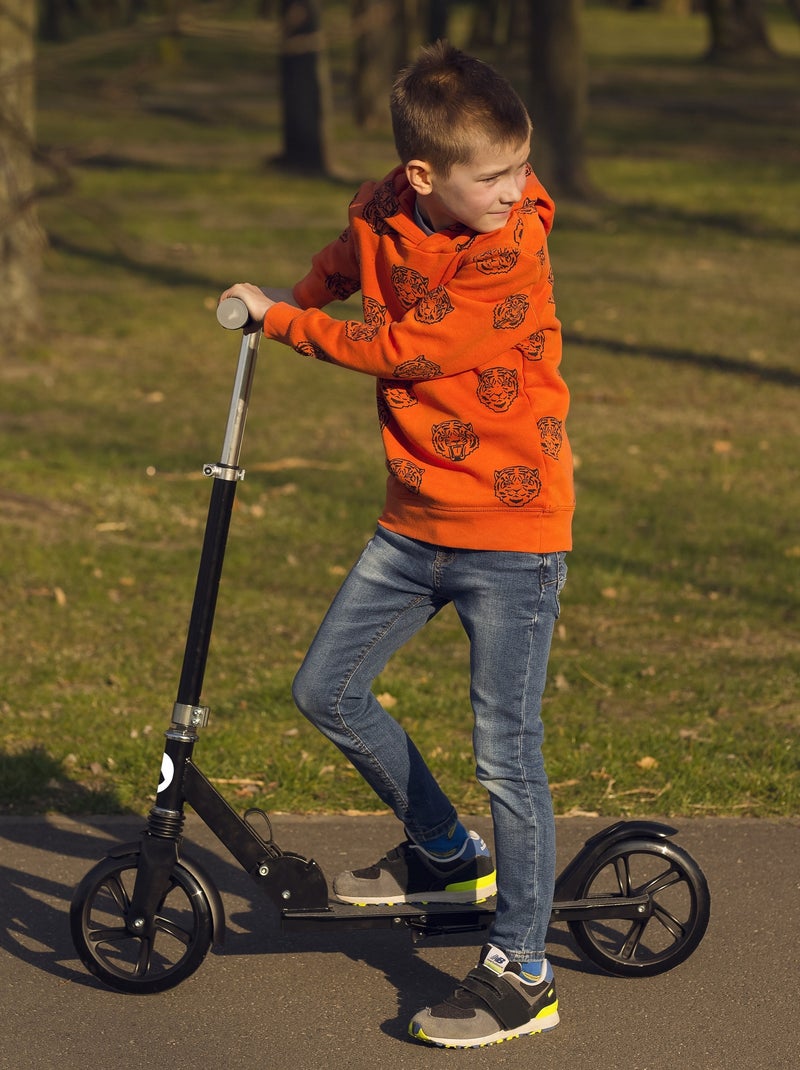 Monopattino LIONELO Luca per bambini e adulti - Fino a 100 kg - Pieghevole compatto - Portaborraccia Nero Argentato - Kiabi