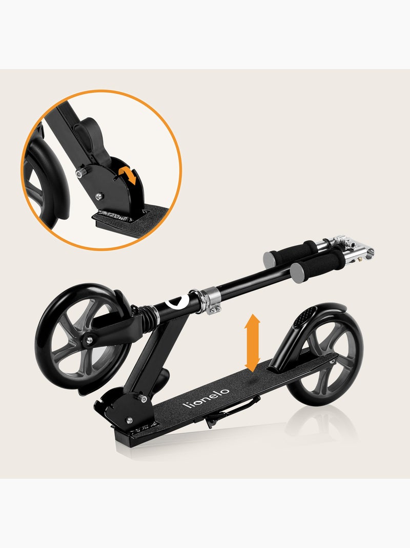 Monopattino LIONELO Luca per bambini e adulti - Fino a 100 kg - Pieghevole compatto - Portaborraccia Nero Argentato - Kiabi