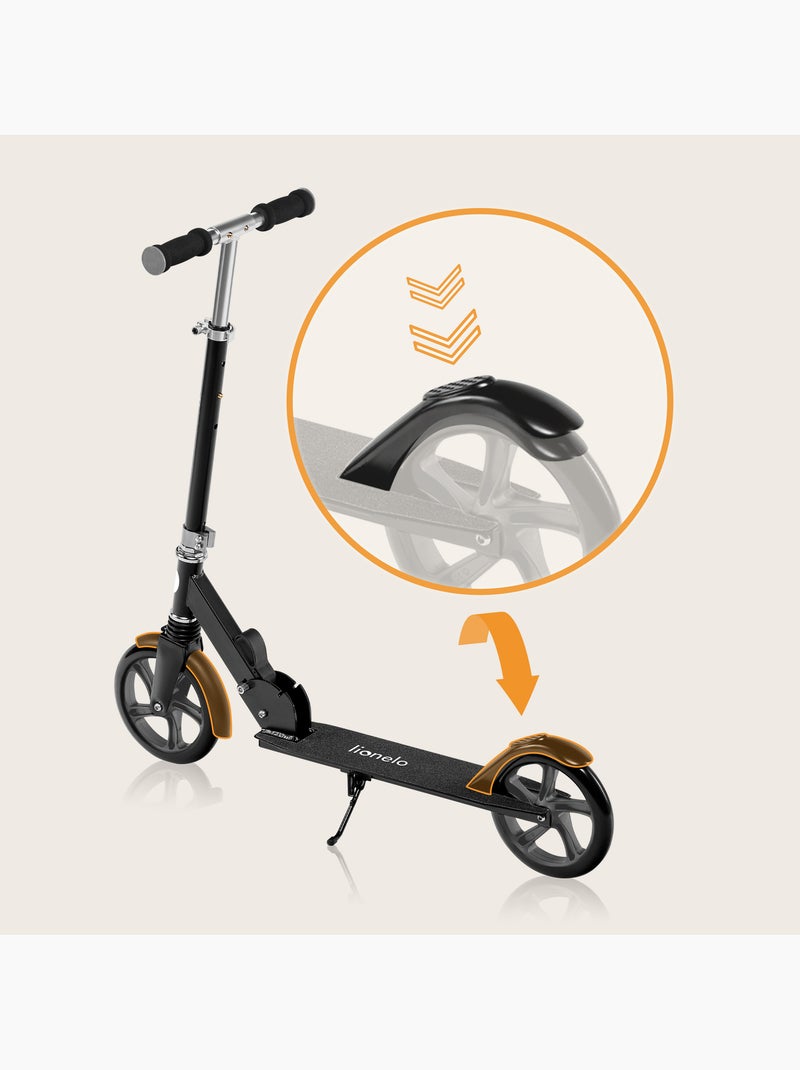 Monopattino LIONELO Luca per bambini e adulti - Fino a 100 kg - Pieghevole compatto - Portaborraccia Nero Argentato - Kiabi