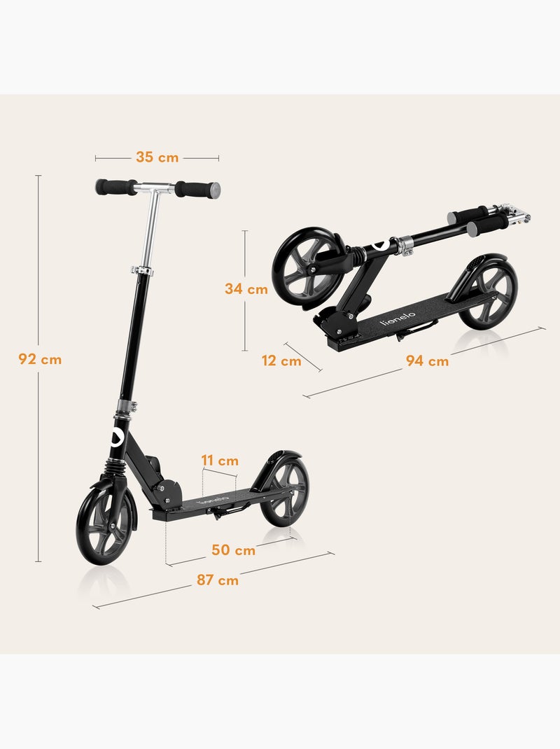 Monopattino LIONELO Luca per bambini e adulti - Fino a 100 kg - Pieghevole compatto - Portaborraccia Nero Argentato - Kiabi