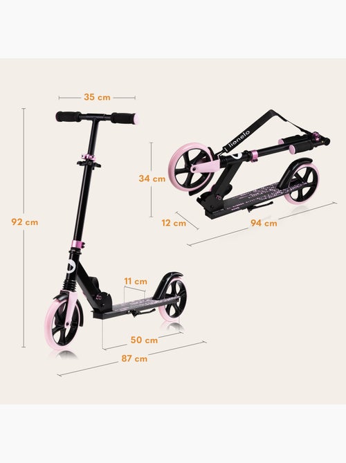 Monopattino LIONELO Luca per bambini e adulti - Fino a 100 kg - Pieghevole compatto - Portaborraccia - Kiabi