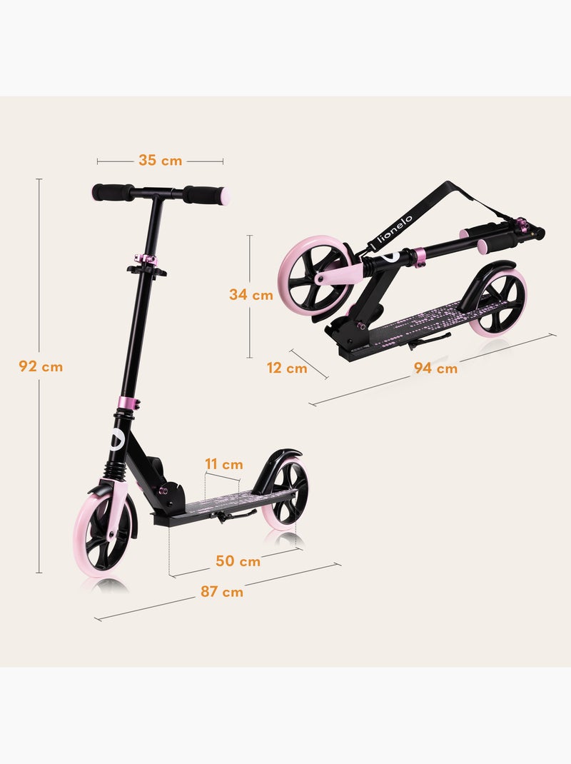 Monopattino LIONELO Luca per bambini e adulti - Fino a 100 kg - Pieghevole compatto - Portaborraccia Nero Rosa - Kiabi