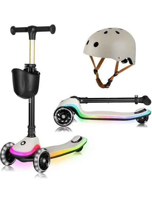 Monopattino per bambini con casco LIONELO Mey - 3 ruote luminose - Pieghevole - Altezza regolabile - Kiabi