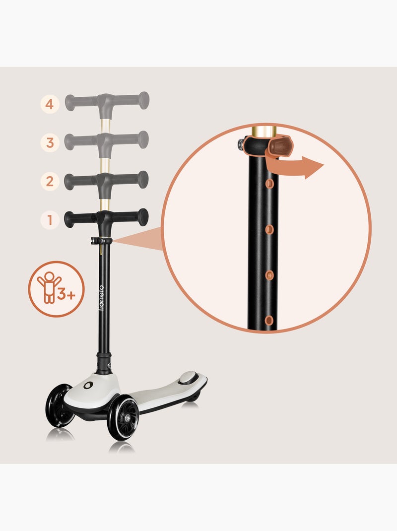 Monopattino per bambini con casco LIONELO Mey - 3 ruote luminose - Pieghevole - Altezza regolabile Beige - Kiabi