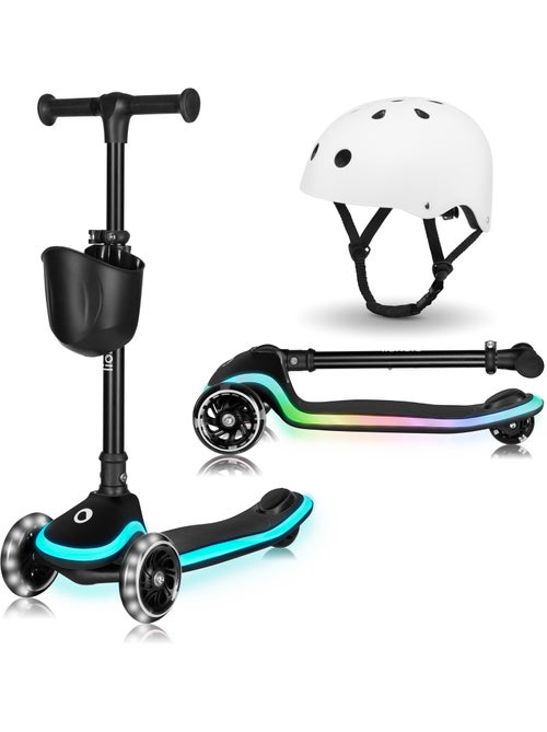 Monopattino per bambini con casco LIONELO Mey - 3 ruote luminose - Pieghevole - Altezza regolabile - Kiabi