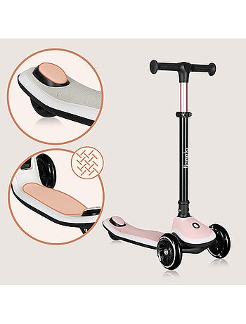 Monopattino per bambini con casco LIONELO Mey - 3 ruote luminose - Pieghevole - Altezza regolabile