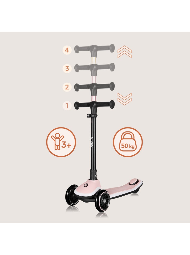 Monopattino per bambini con casco LIONELO Mey - 3 ruote luminose - Pieghevole - Altezza regolabile Rosa - Kiabi