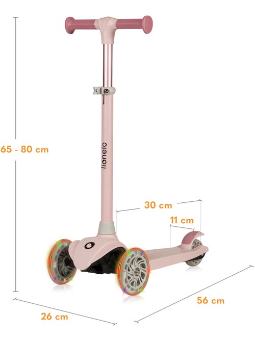 Monopattino per bambini LIONELO Jessy con casco - Ruote luminose - 3 ruote - Altezza regolabile - Kiabi