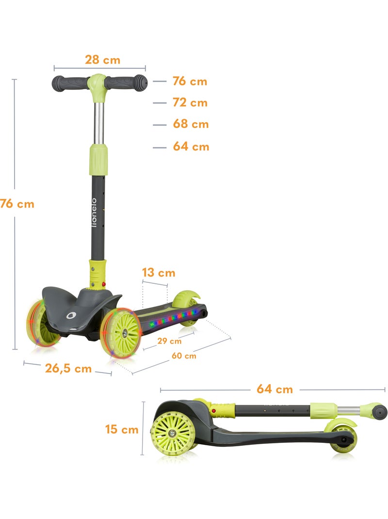 Monopattino per bambini LIONELO Timmy - 3 ruote - Cuscinetti LED - Altezza regolabile Grigio verde - Kiabi