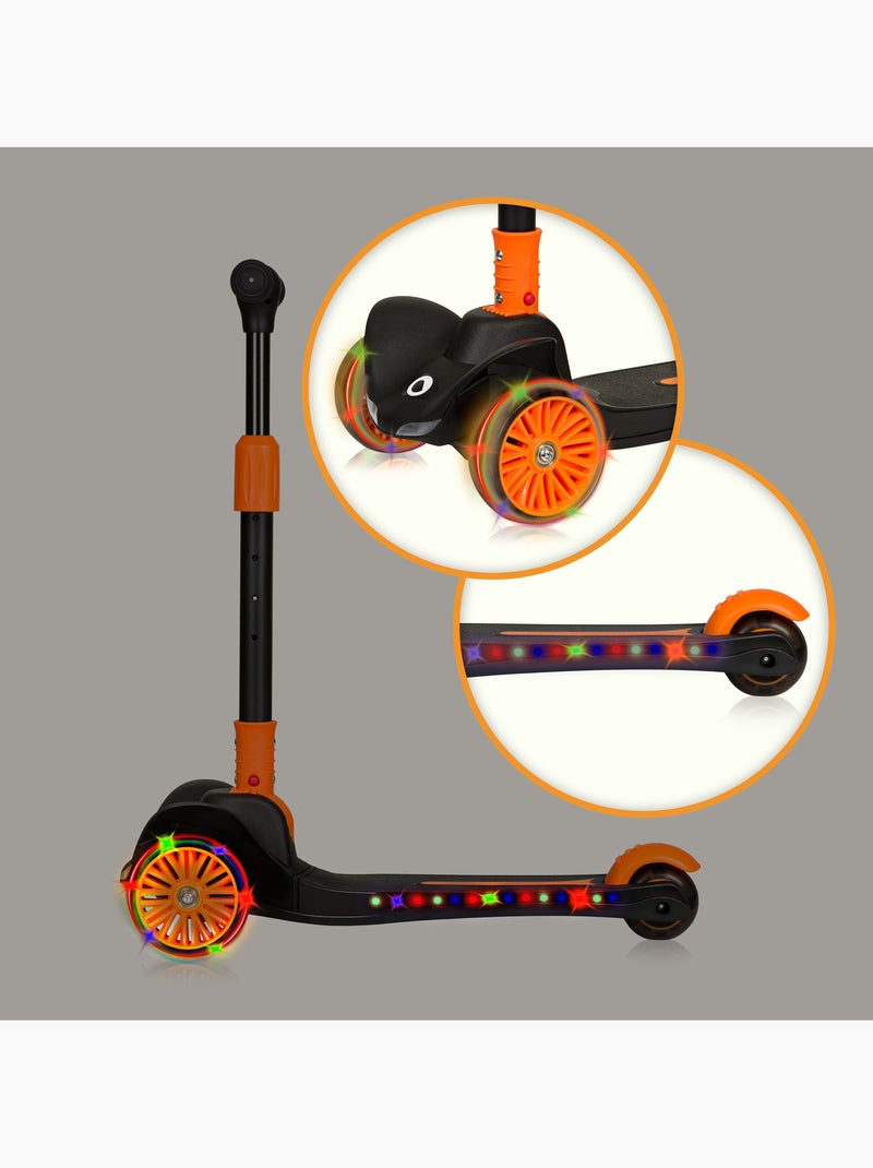 Monopattino per bambini LIONELO Timmy - 3 ruote - Cuscinetti LED - Altezza regolabile Nero Arancione - Kiabi