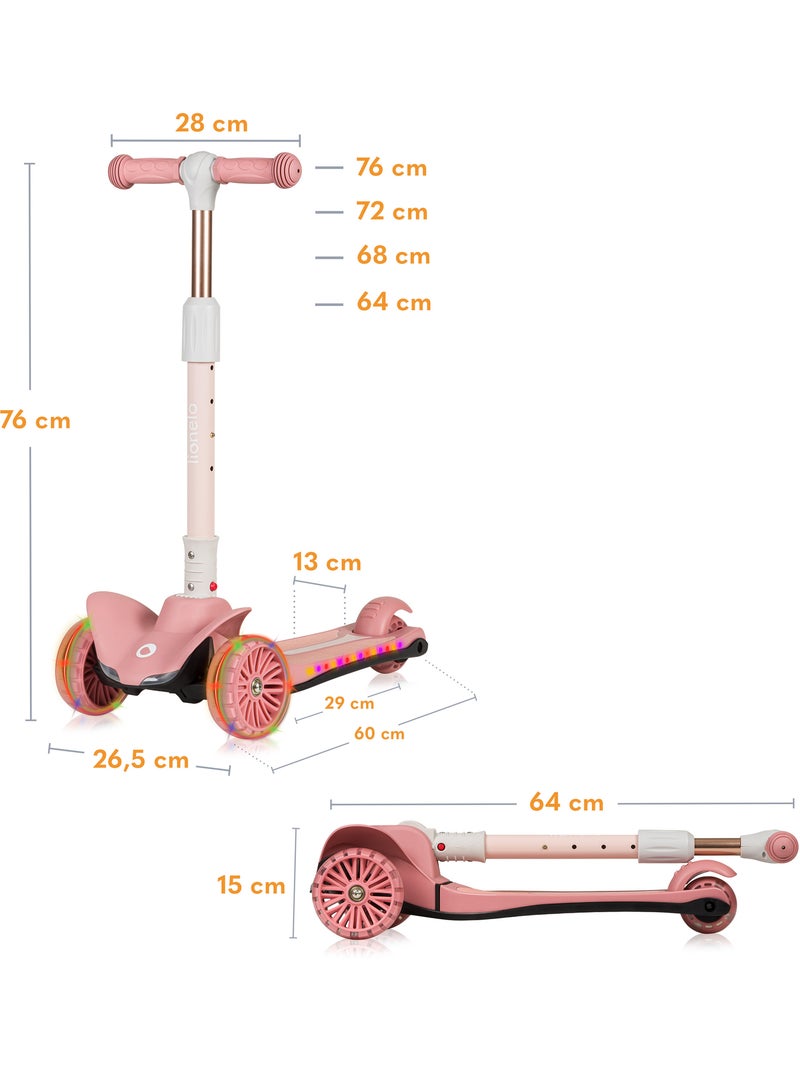 Monopattino per bambini LIONELO Timmy - 3 ruote - Cuscinetti LED - Altezza regolabile Rosa - Kiabi
