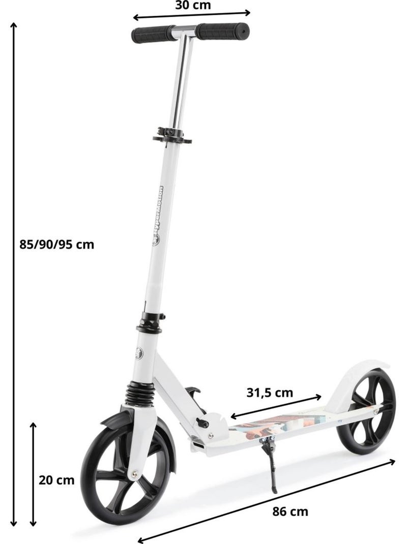 Monopattino pieghevole HyperMotion CITY SWIFT Winter Fox con ammortizzatore fino a 100 kg Bianco - Kiabi
