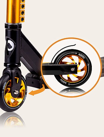 Monopattino Stunt LIONELO Whizz - Capacità 100 kg - Manubrio largo - Cuscinetti ABEC-9 - Nero