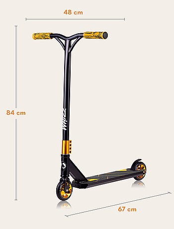 Monopattino Stunt LIONELO Whizz - Capacità 100 kg - Manubrio largo - Cuscinetti ABEC-9 - Nero