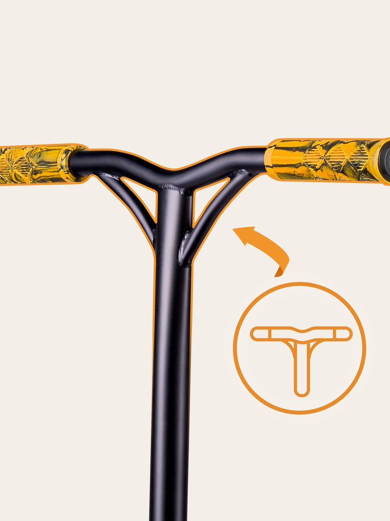 Monopattino Stunt LIONELO Whizz - Manubrio largo - Cuscinetti ABEC-9 - Nero Giallo - Kiabi