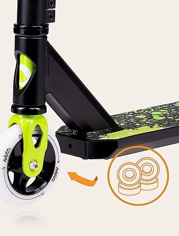 Monopattino Stunt LIONELO Whizz - Capacità 100 kg - Manubrio largo - Cuscinetti ABEC-9 - Nero