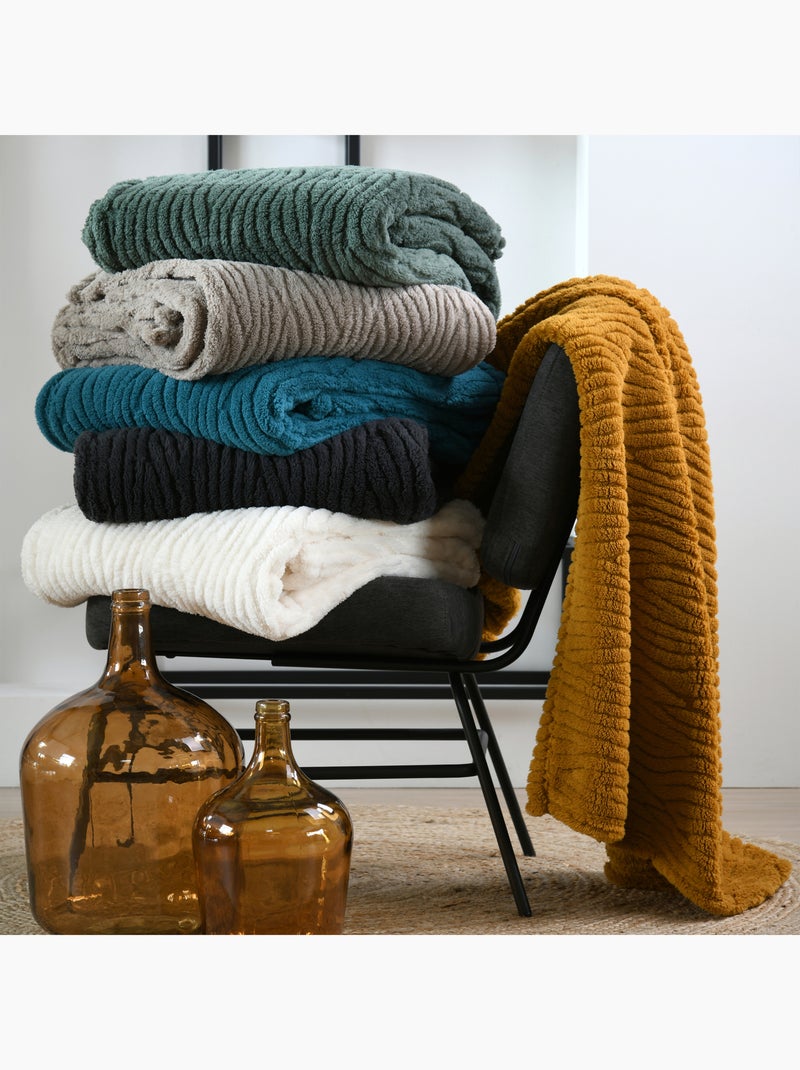 Morbida coperta con increspature Verde scuro - Kiabi