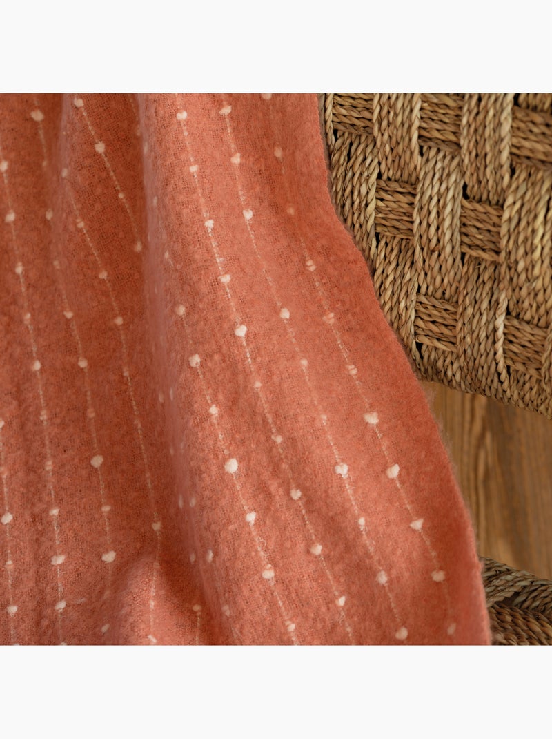 Morbido plaid con frange effetto mohair Terracotta - Kiabi