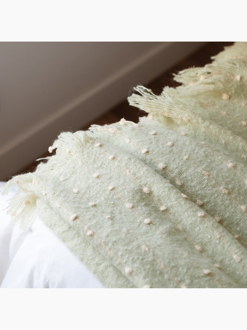 Morbido plaid con frange effetto mohair Verde - Kiabi
