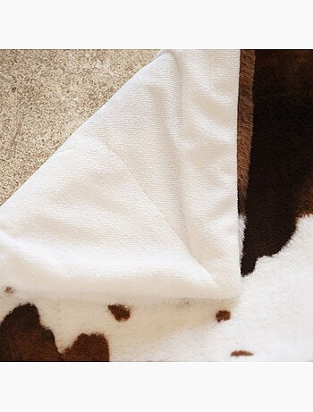 Morbido plaid con motivo a pelle di mucca e retro in velluto