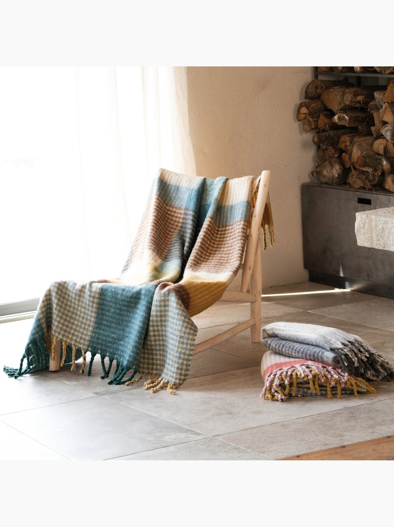 Morbido plaid in mohair Blu pavone - Kiabi