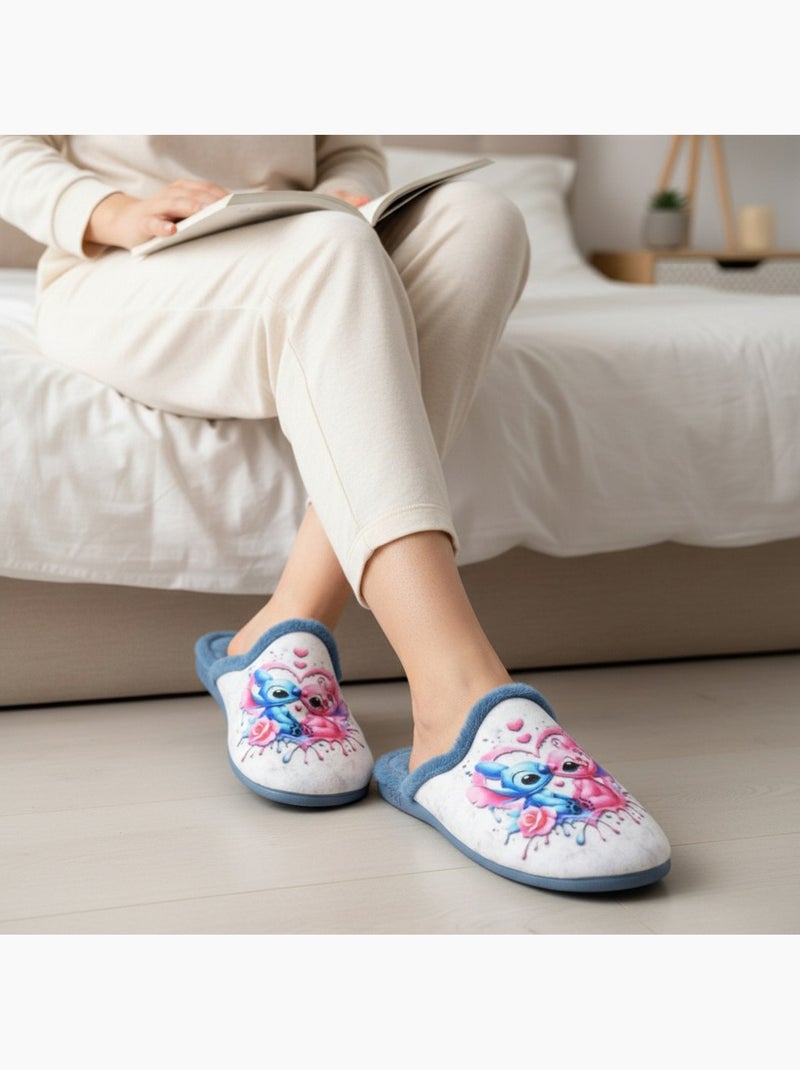 Mule donna ozabi stampa cartoni animati, fabbrica spagna Blu - Kiabi