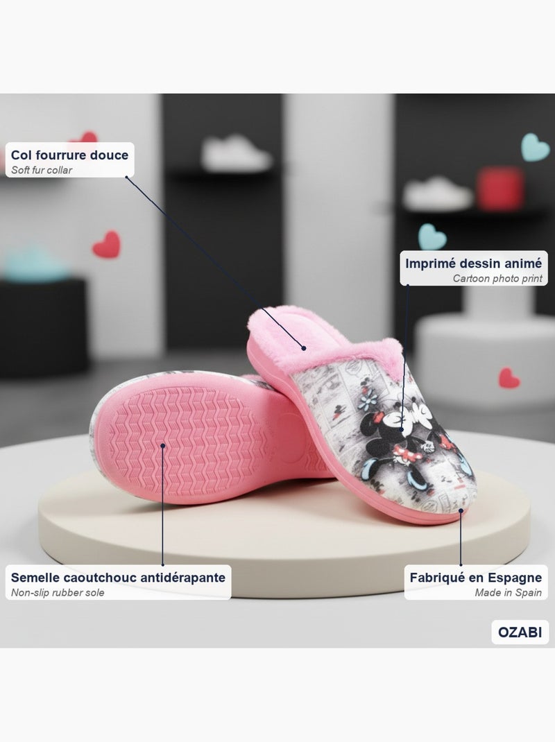 Mule donna ozabi stampa cartoni animati, fabbrica spagna Rosa chiaro - Kiabi