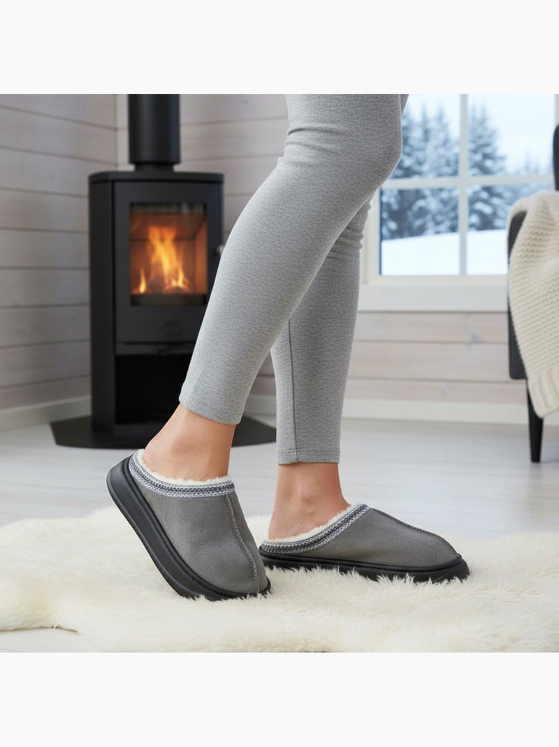 Mule donna stile scandinavo, interno felpato, suola antiscivolo ozabi Grigio - Kiabi