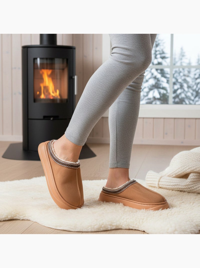 Mule donna stile scandinavo, interno felpato, suola antiscivolo ozabi Marrone - Kiabi