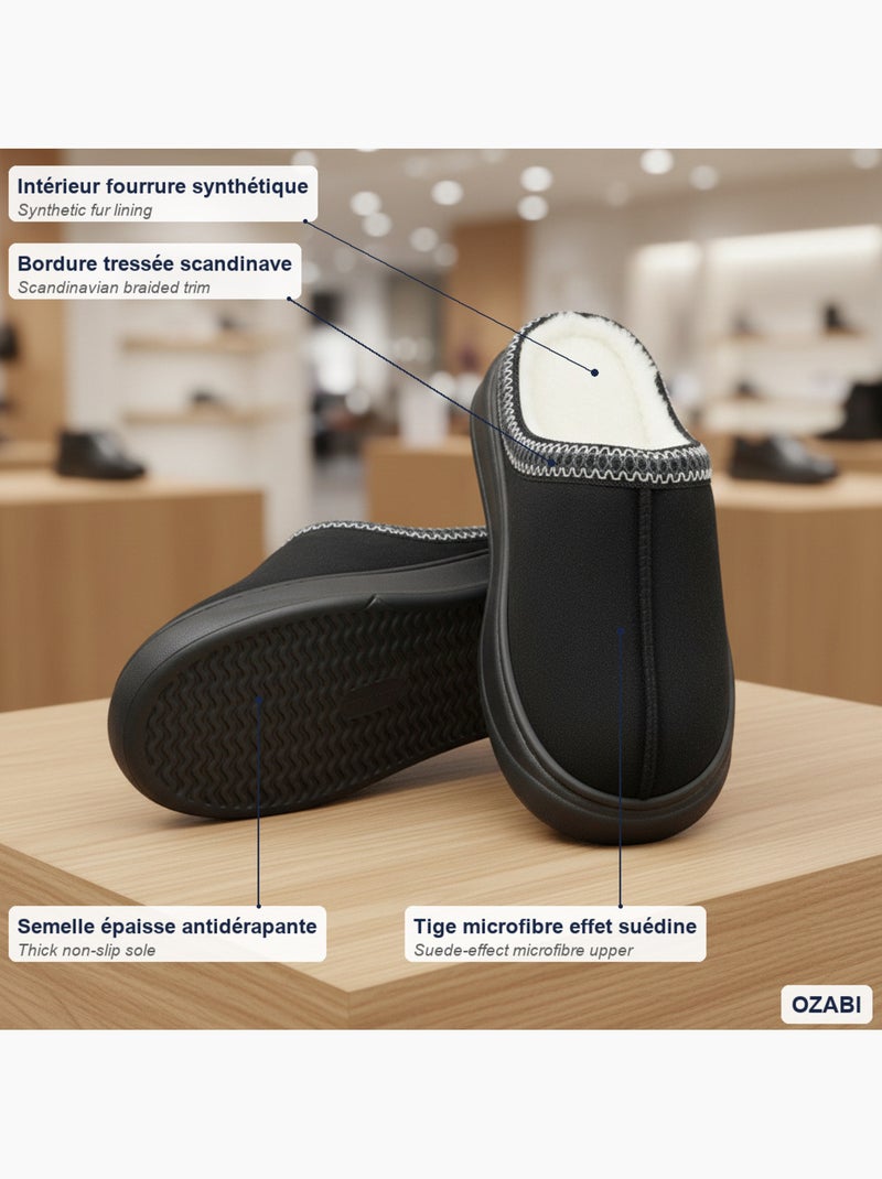 Mule donna stile scandinavo, interno felpato, suola antiscivolo ozabi Nero - Kiabi