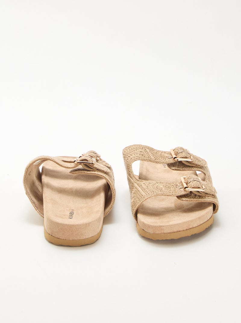 Mules a doppia fascia in macramè Beige - Kiabi
