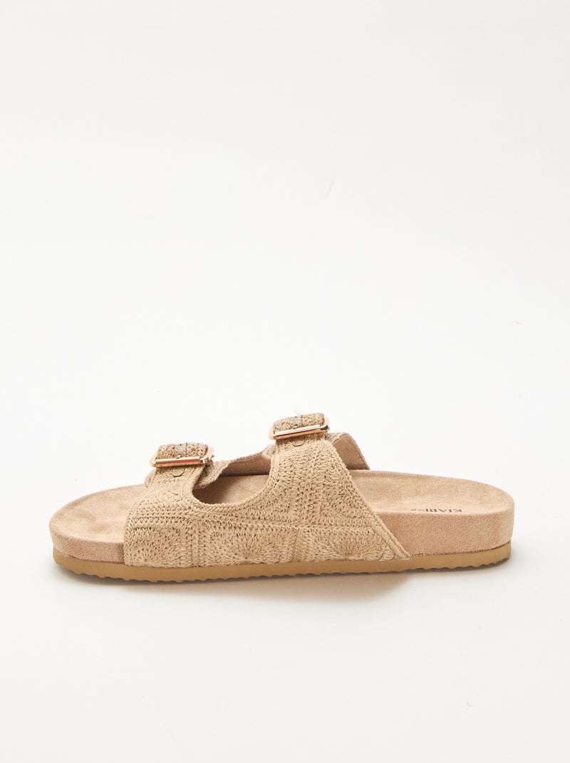 Mules a doppia fascia in macramè Beige - Kiabi