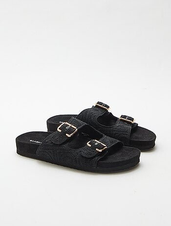 Mules a doppia fascia in macramè