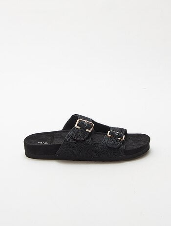 Mules a doppia fascia in macramè