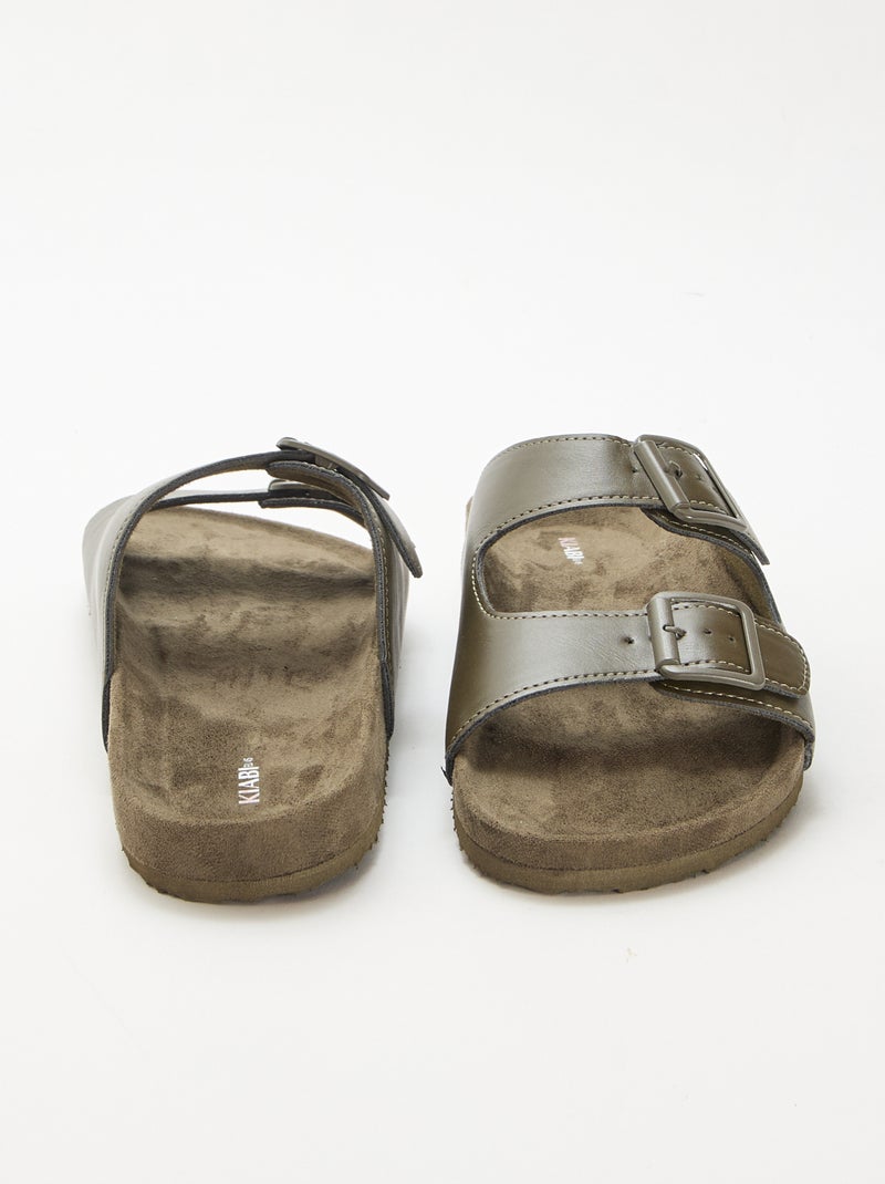 Mules a doppia fascia Kaki - Kiabi
