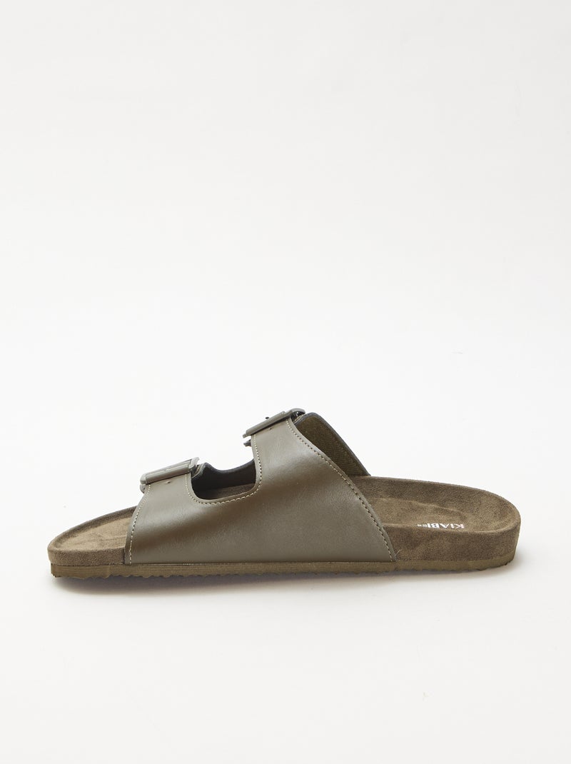 Mules a doppia fascia Kaki - Kiabi