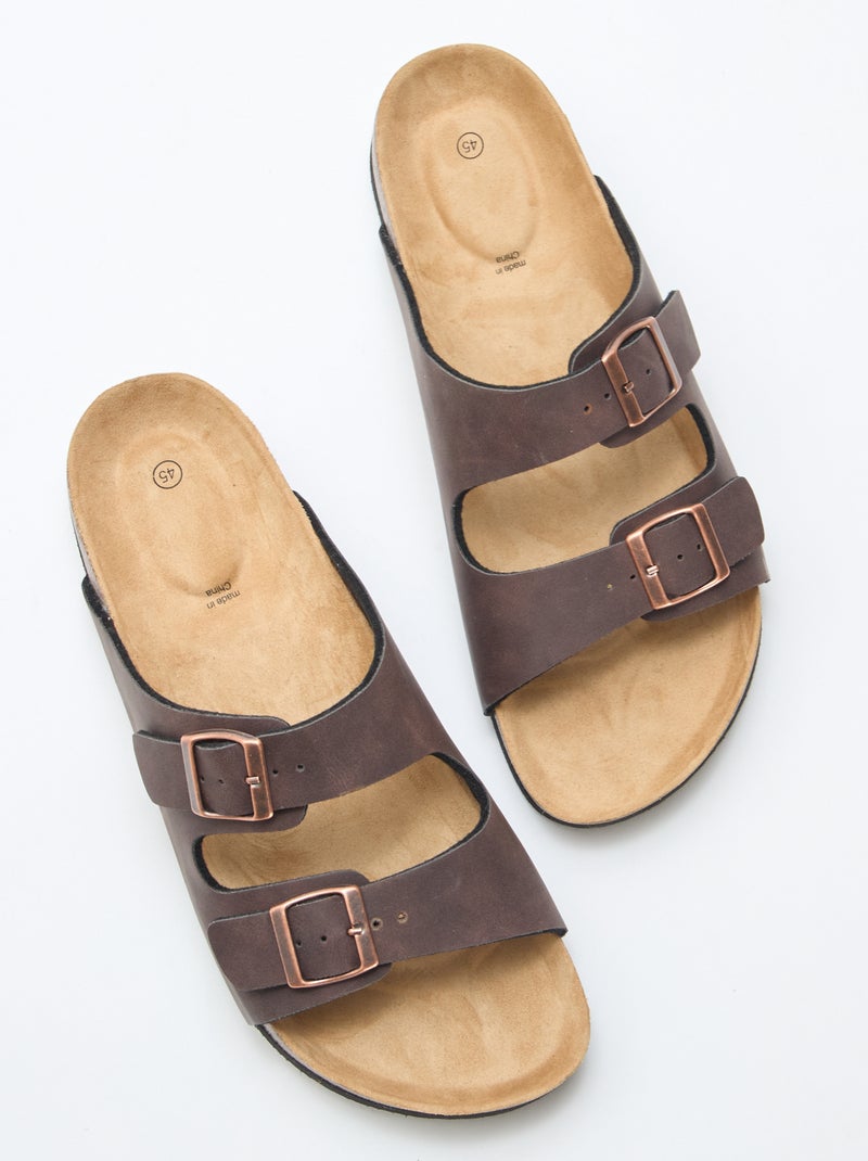 Mules a doppia fascia Marrone - Kiabi