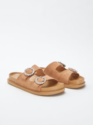 Mules a doppio cinturino con strass