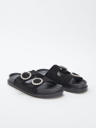 Mules a doppio cinturino con strass