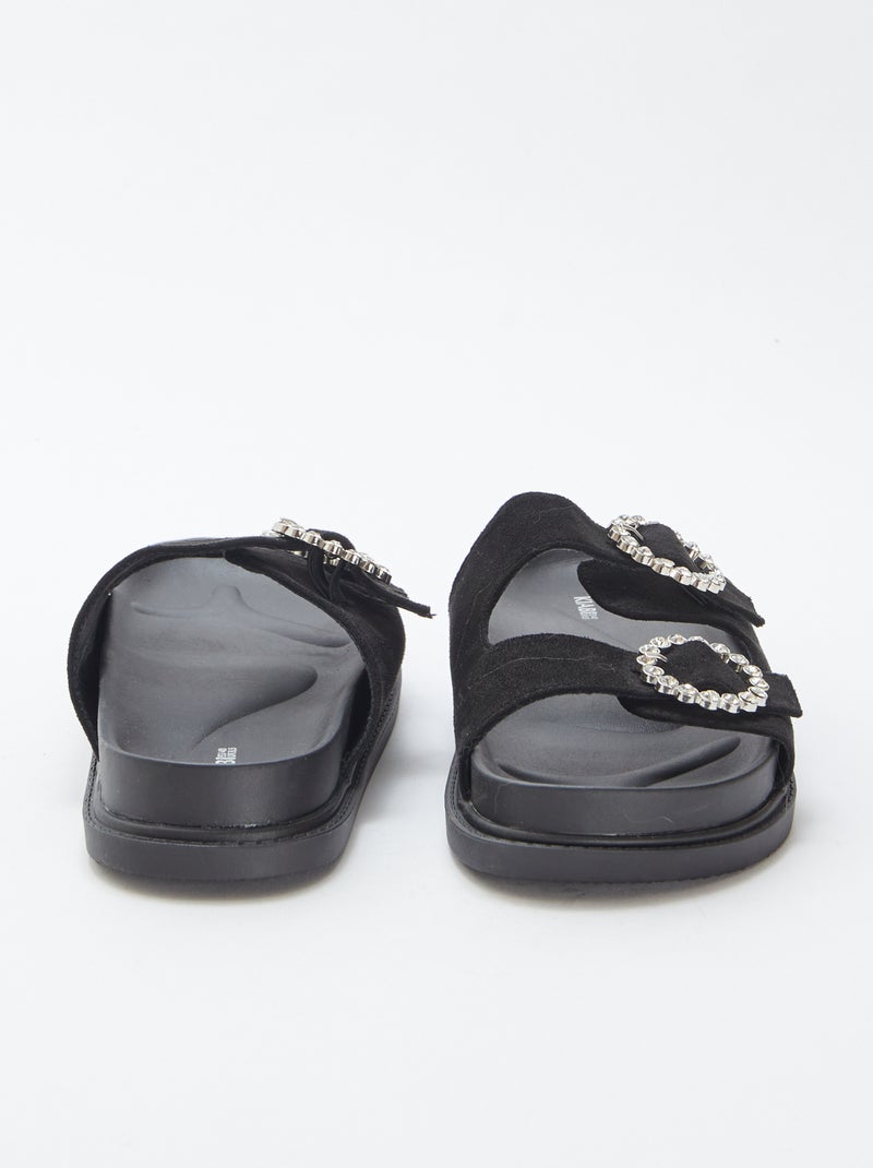 Mules a doppio cinturino con strass NERO - Kiabi
