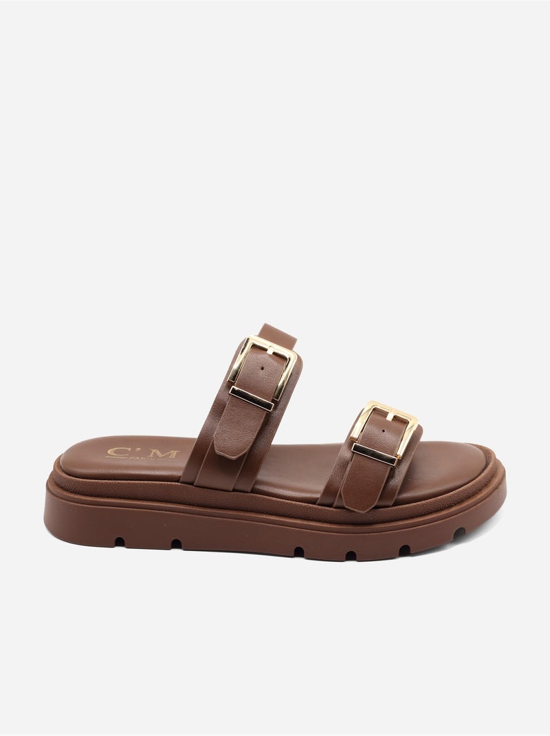 Mules a doppio cinturino Marrone - Kiabi
