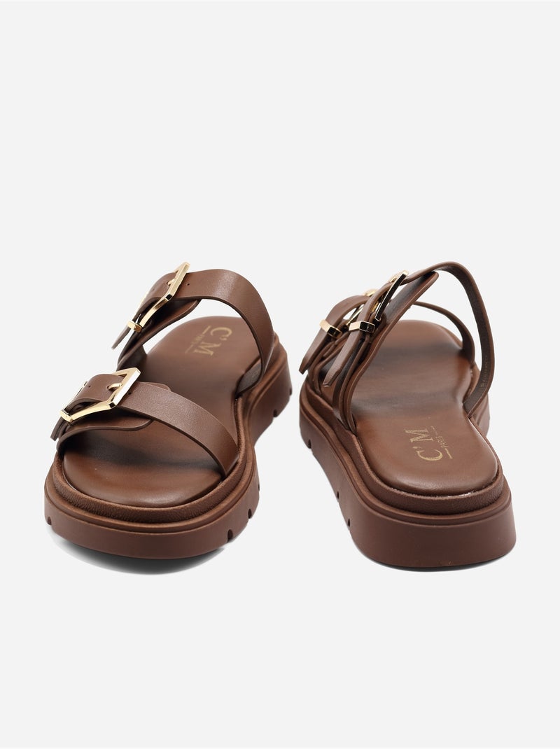Mules a doppio cinturino Marrone - Kiabi