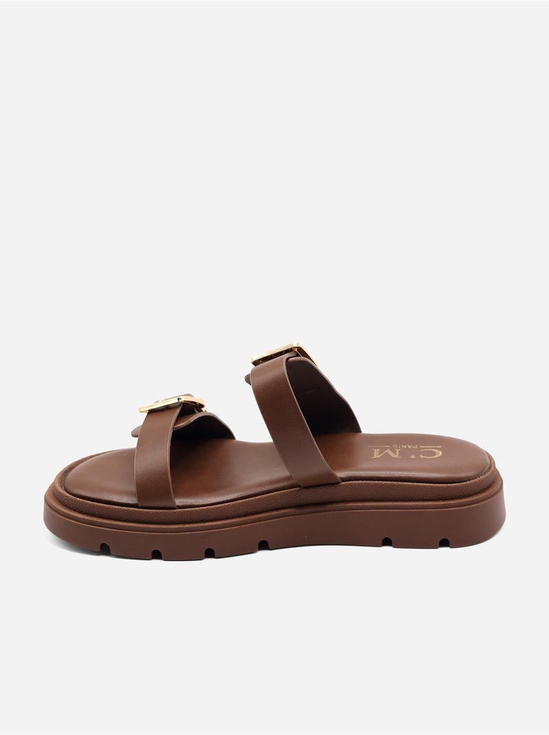 Mules a doppio cinturino Marrone - Kiabi