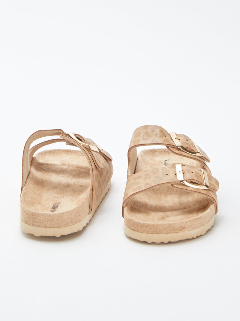 Mules a doppio cinturino motivo leopardato BEIGE - Kiabi