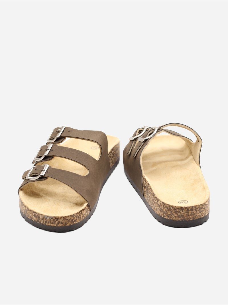Mules a triplo cinturino Marrone - Kiabi